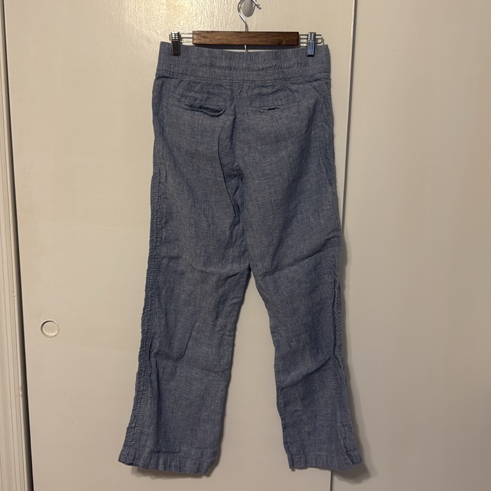 Athleta Cabo Linen Wide Leg Pants Blue - Picture 7 of 12
